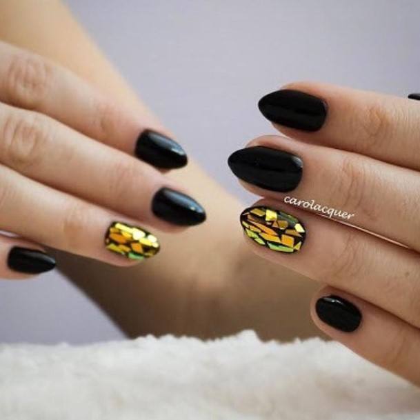 Aesthetic Black Oval Nail On Woman
