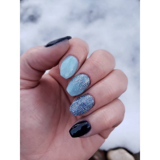 Aesthetic Blue Winter Nail On Woman