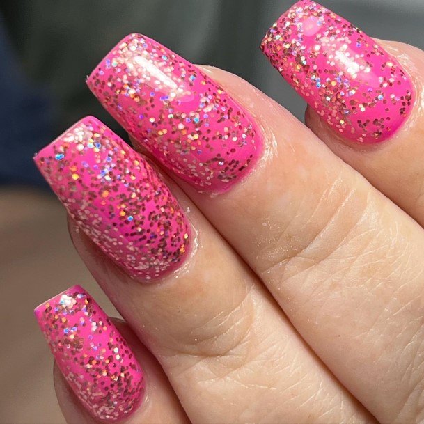 Aesthetic Bright Pink Nail On Woman