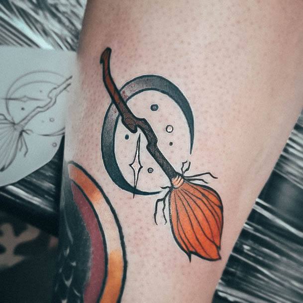 Aesthetic Broom Tattoo On Woman