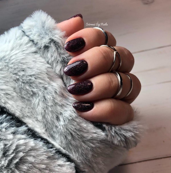 Aesthetic Burgundy And Black Nail On Woman