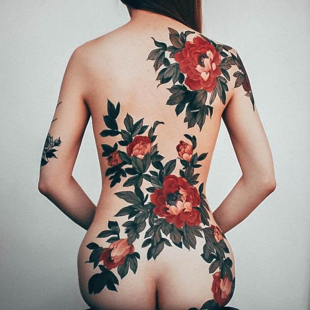 Aesthetic Butt Tattoo On Woman Flower