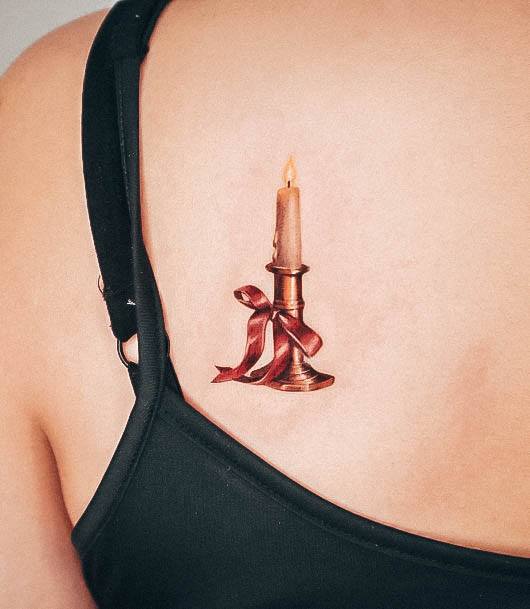 Aesthetic Candle Tattoo On Woman