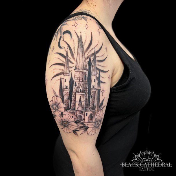 Aesthetic Castle Tattoo On Woman