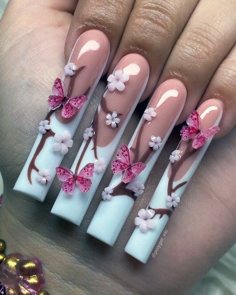 Aesthetic Cherry Blossom Sakura Nail On Woman