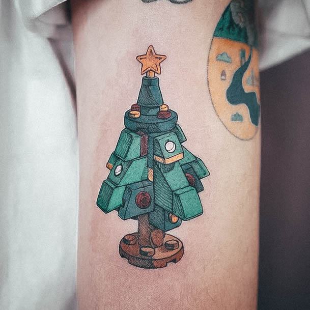 Aesthetic Christmas Tree Tattoo On Woman