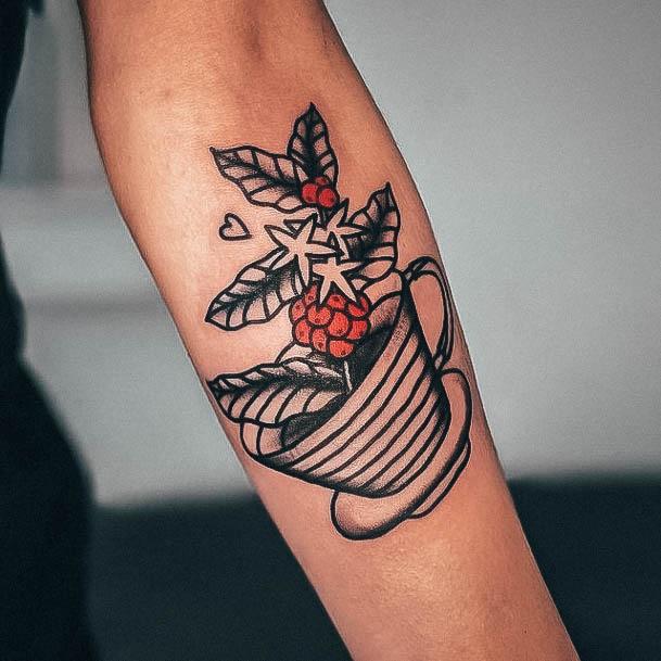 Aesthetic Coffee Mug Tattoo On Woman