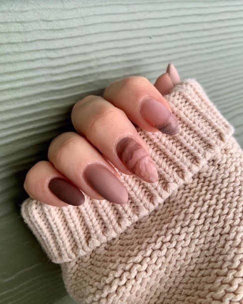 Aesthetic Coffee Nail On Woman