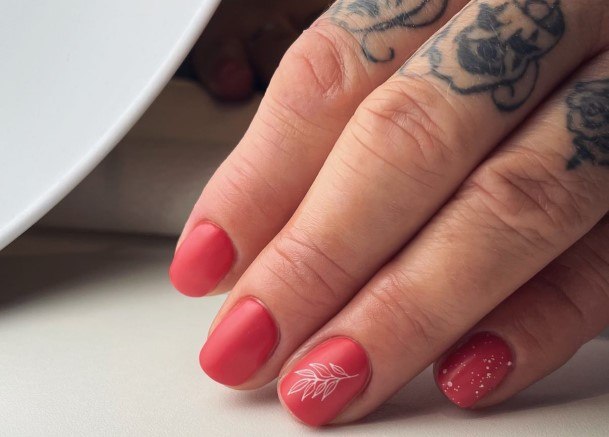 Aesthetic Coral Nail On Woman