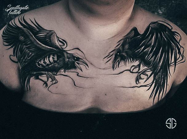 Aesthetic Crow Tattoo On Woman