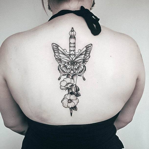 Aesthetic Dagger Tattoo On Woman