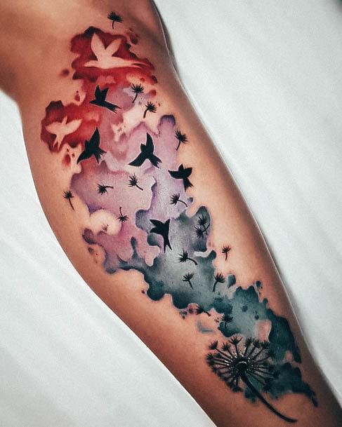 Aesthetic Dandelion Tattoo On Woman