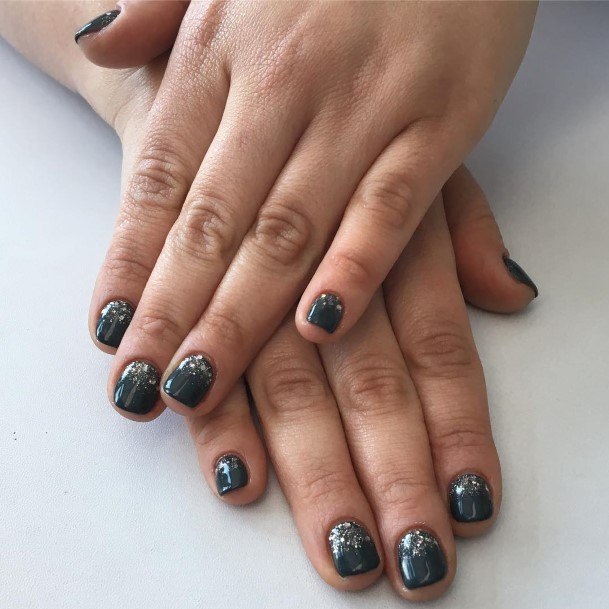 Aesthetic Dark Grey Nail On Woman