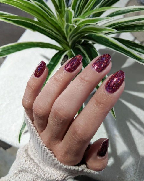 Aesthetic Dark Red Nail On Woman