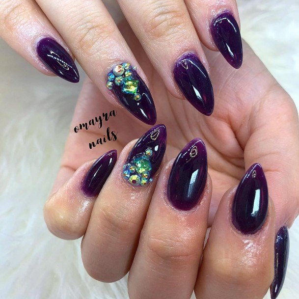 Aesthetic Deep Purple Nail On Woman