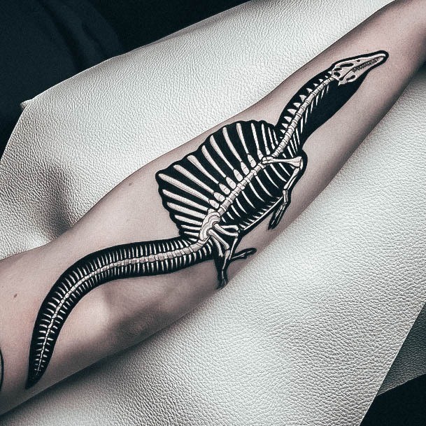 Aesthetic Dinosaur Tattoo On Woman