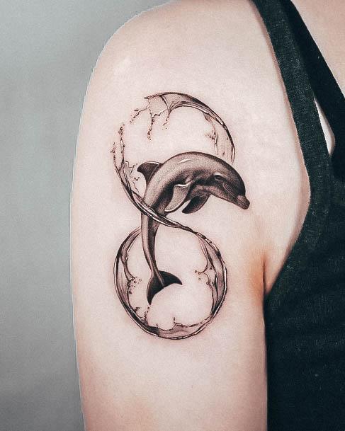 Aesthetic Dolphin Tattoo On Woman