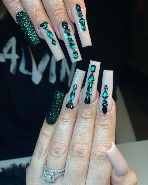 Aesthetic Emerald Green Nail On Woman