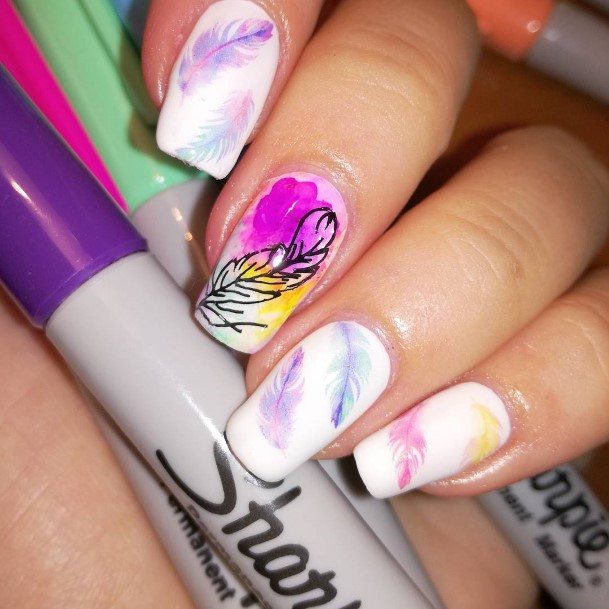 Aesthetic Feather Nail On Woman
