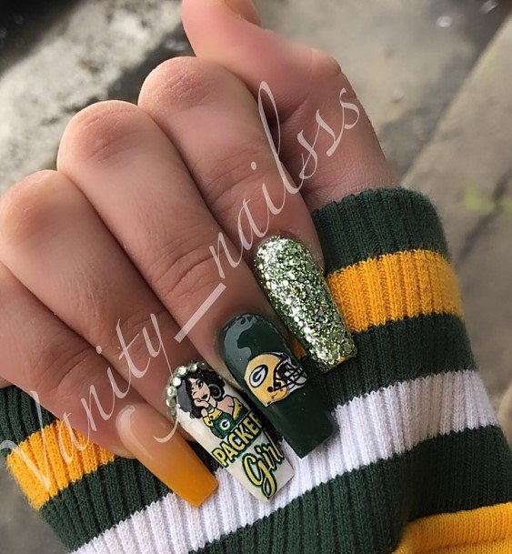 Aesthetic Football Nail On Woman