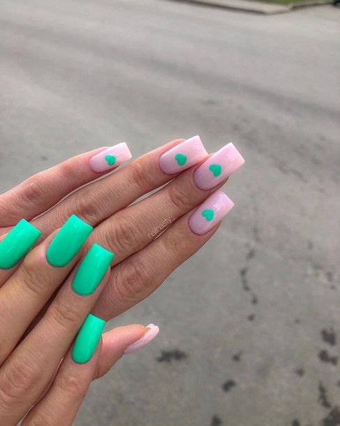 Aesthetic Green Nail On Woman