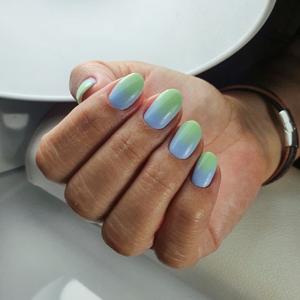 Aesthetic Green Ombre Nail On Woman