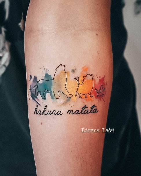 Aesthetic Hakuna Matata Tattoo On Woman