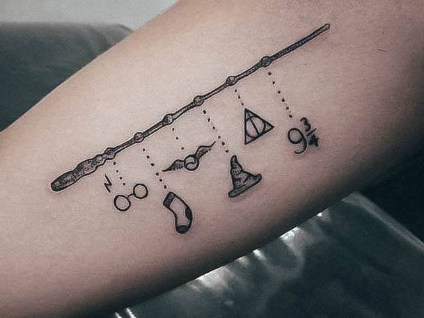 Aesthetic Harry Potter Tattoo On Woman Wand