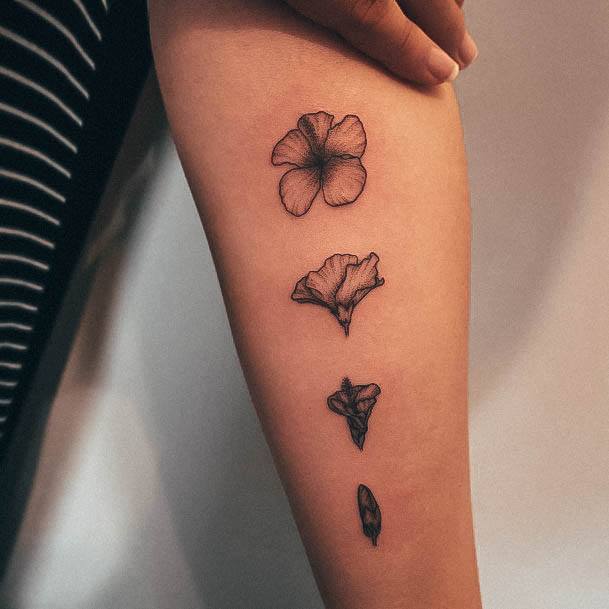 Aesthetic Hibiscus Tattoo On Woman