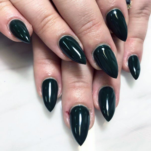 Aesthetic Hunter Green Nail On Woman