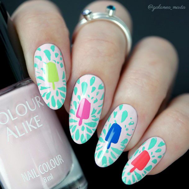 Aesthetic Ice Cream Nail On Woman