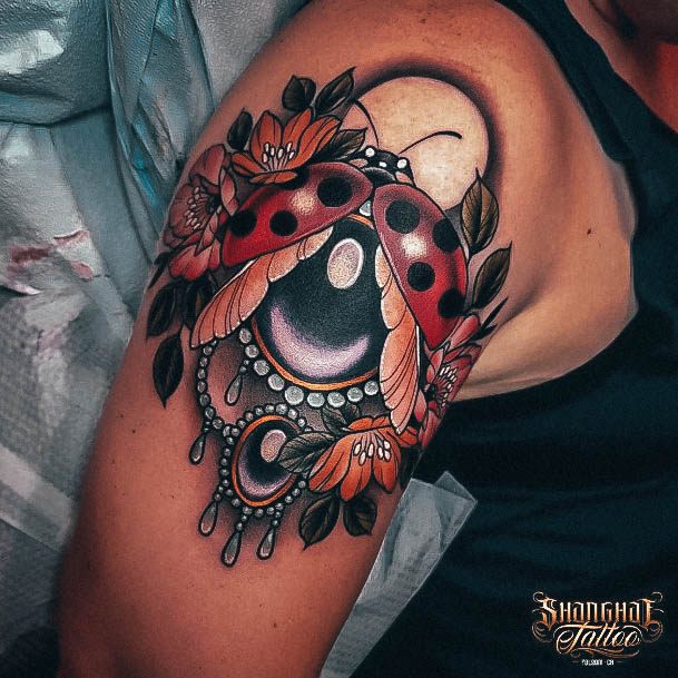 Aesthetic Ladybug Tattoo On Woman