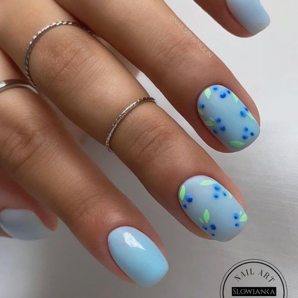 Aesthetic Light Blue Nail On Woman