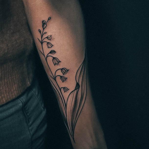 Aesthetic Lily Of The Valley Tattoo On Woman