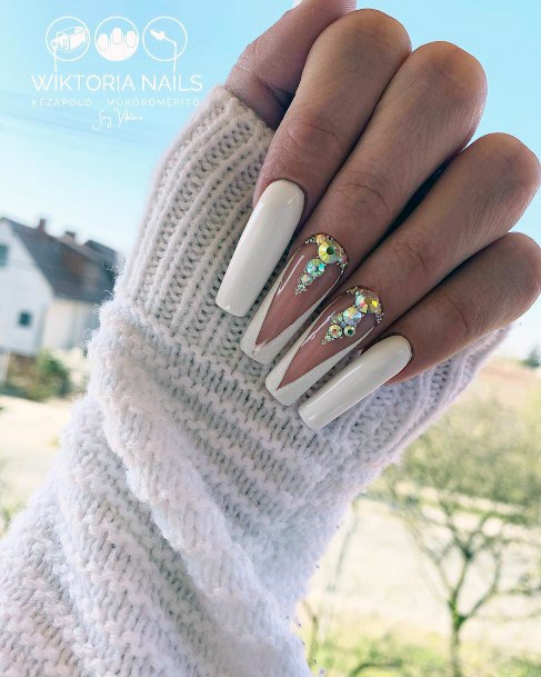 Aesthetic Long French Nail On Woman