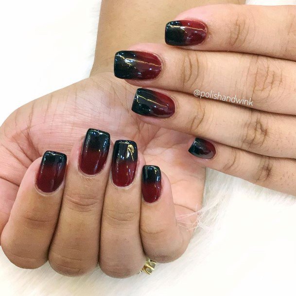 Aesthetic Maroon And Black Nail On Woman