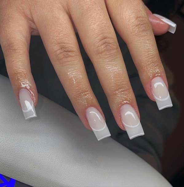 Aesthetic Milky White Nail On Woman