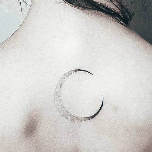 Aesthetic Moon Tattoo On Woman