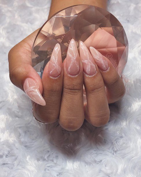Aesthetic Nude Marble Nail On Woman