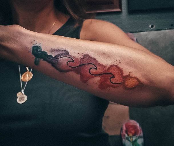 Aesthetic Ocean Tattoo On Woman