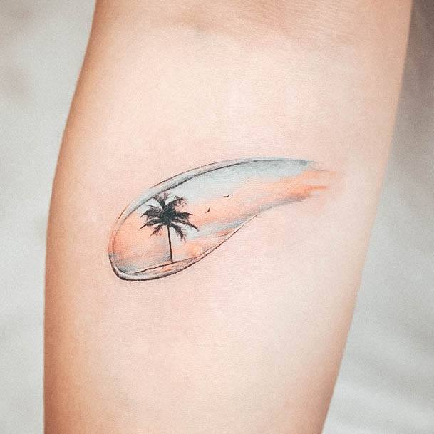 Aesthetic Palm Tree Tattoo On Woman Small 3d