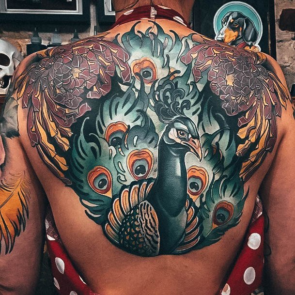 Aesthetic Peacock Tattoo On Woman