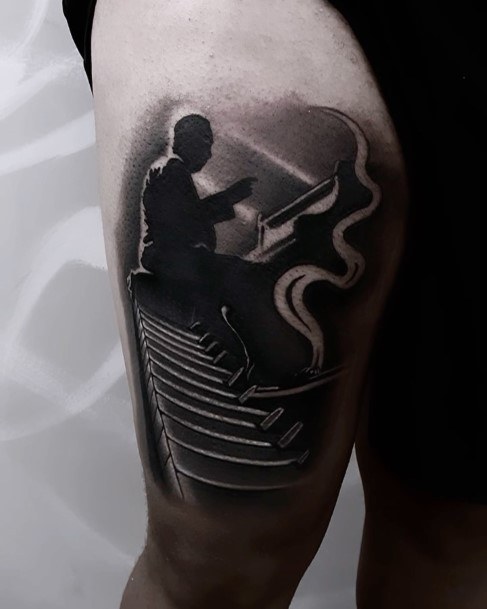 Aesthetic Piano Tattoo On Woman