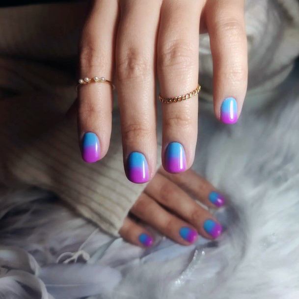 Aesthetic Pink And Blue Nail On Woman