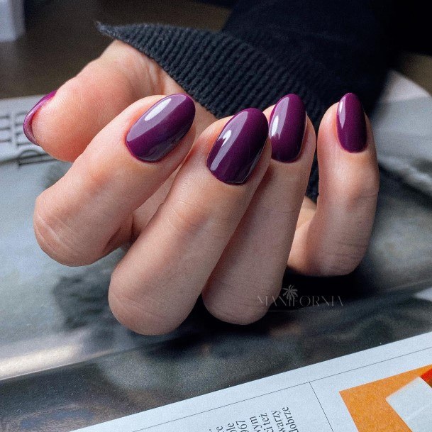 Aesthetic Plum Nail On Woman