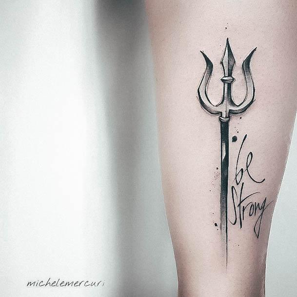 Aesthetic Poseidon Tattoo On Woman