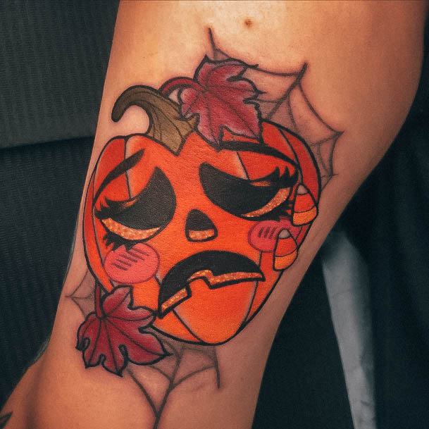 Aesthetic Pumpkin Tattoo On Woman