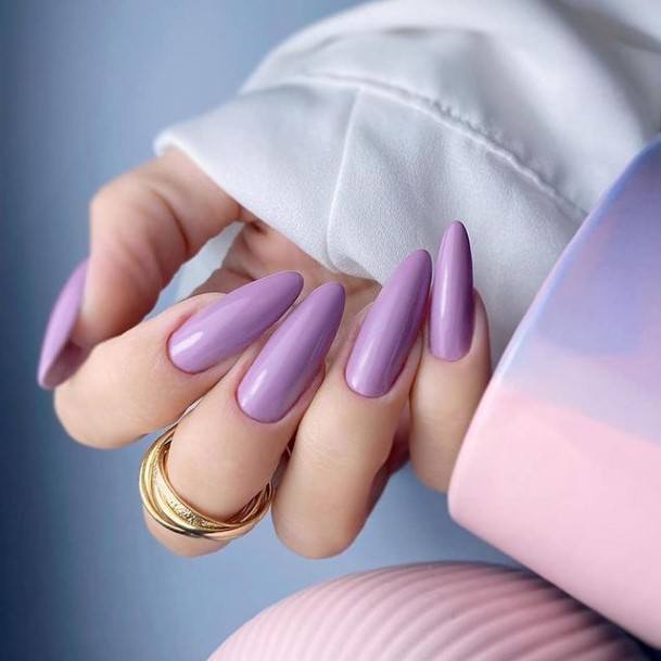 Aesthetic Purple Nail On Woman