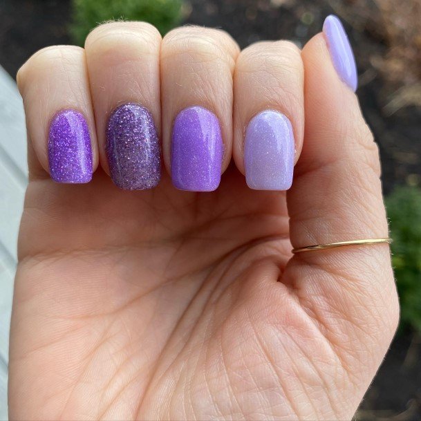 Aesthetic Purple Ombre Nail On Woman