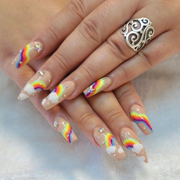 Aesthetic Rainbow Nail On Woman